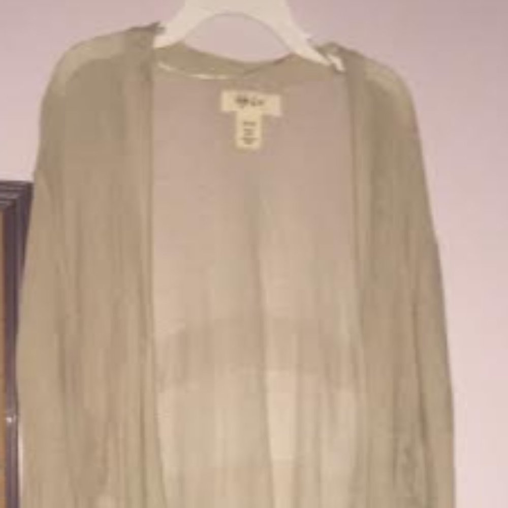 Long Beige High-Low Cardigan